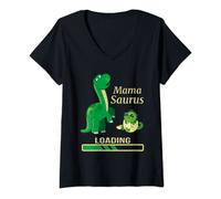 Donna Simpatico dinosauro Mammasauro incinta Maglietta con Collo a V