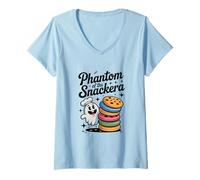 Donna Simpatico Fantasma del Fantasma Snackera per Halloween Fun Maglietta con Collo a V