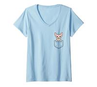 Donna Simpatico gatto Sphynx Pocket Pal divertente senza peli Sphynx Maglietta con Collo a V