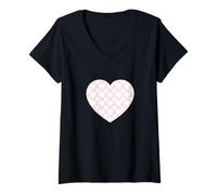 Donna Simpatico motivo a cuori rosa chiaro semplice grafica minimalista Maglietta con Collo a V