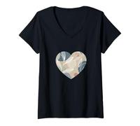 Donna Simpatico motivo floreale natura semplice grafica minimalista Maglietta con Collo a V
