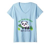 Donna Simpatico Panda Design Eff You See Kay Divertente Zookeeper Maglietta con Collo a V