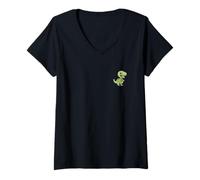 Donna Simpatico piccolo minimalista tirannosaurus dinosauro t-rex Maglietta con Collo a V