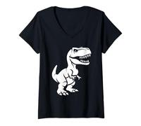 Donna Simpatico piccolo minimalista tirannosaurus dinosauro t-rex Maglietta con Collo a V