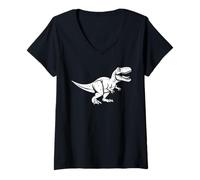 Donna Simpatico piccolo minimalista tirannosaurus dinosauro t-rex Maglietta con Collo a V
