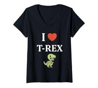 Donna Simpatico piccolo tirannosaurus dinosauro i love t-rex Maglietta con Collo a V