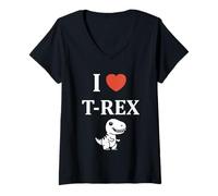 Donna Simpatico piccolo tirannosaurus dinosauro i love t-rex Maglietta con Collo a V