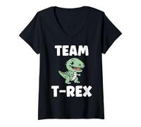 Donna Simpatico piccolo tirannosaurus dinosauro Team t-rex Maglietta con Collo a V