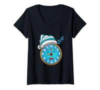 Donna Simpatico Pigiama retrò con Sveglia Che Dorme Snooze Trunk Pjs Maglietta con Collo a V