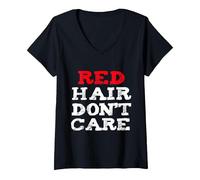 Donna Simpatico Regalo per Capelli Rossi Non Curare Le Teste Rosse ardenti Maglietta con Collo a V, Nero, XL