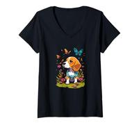 Donna Simpatico Regalo per Gli Amanti dei Cuccioli di Beagle, per Donne orgogliose e Mamme Maglietta con Collo a V