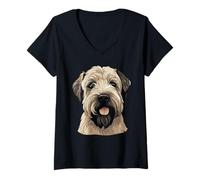 Donna Simpatico Ritratto di Wheaten Terrier con Rivestimento Morbido - Dog Lover Art Maglietta con Collo a V