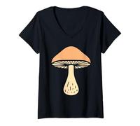 Donna Simple di Funghi minimalisti Divertenti Shiitake Maglietta con Collo a V