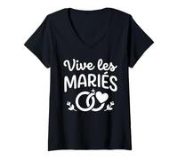 Donna Simple EVJF Belle Tenue Cérémonie Mariage Vive Les mariés Maglietta con Collo a V