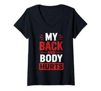 Donna Simple Funny Gym Workout Quote My Back And Body Hurts Maglietta con Collo a V