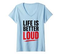 Donna Simple Quote Concert Volume Musician Life Is Better Loud Maglietta con Collo a V