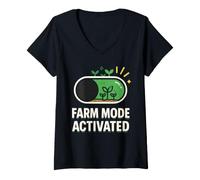 Donna Simulatore di Agricoltura Agricoltore virtuale Pixel Farm Core Giardinaggio Maglietta con Collo a V