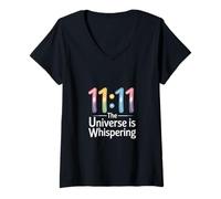 Donna Sincronicità "L'universo sussurra" 11:11 Numerologia Maglietta con Collo a V
