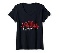 Donna Singapore Skyline Battito del Cuore Asiatico Amo Singapura Maglietta con Collo a V
