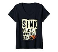 Donna Sink The Shot Own The Game Stecca da biliardo Pool Snooker Maglietta con Collo a V