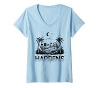 Donna Sip Happens Bradipo Chill Slow Living Humor Maglietta con Collo a V