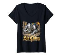 Donna Sir Ching Ritter Detektiv mit Lupe Hema Buhurt Larp Maglietta con Collo a V
