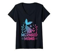 Donna Sirena Mama Fantasia Sirena Coda E Conchiglie Maglietta con Collo a V