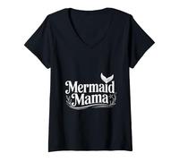 Donna Sirena Mamma Vita Ocean Vibes Mamma Maglietta con Collo a V