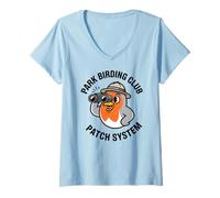 Donna Sistema di Patch del Park Birding Club Robin Cartoon Cute Maglietta con Collo a V