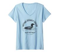 Donna Sistema di Sicurezza Cottage Vintage Loon Graphic on Duty Forever Maglietta con Collo a V