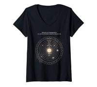 Donna Sistema Solare Rinascimentale Nicolaus Copernicus Maglietta con Collo a V