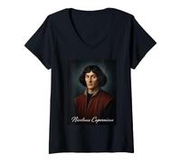 Donna Sistema Solare Rinascimentale Nicolaus Copernicus Maglietta con Collo a V