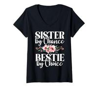 Donna Sister by Chance Bestie di Choice Sister Maglietta con Collo a V