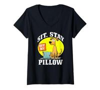 Donna Sit, Stay off My Pillow Maglietta con Collo a V