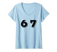 Donna Six Seven 6 7 Meme Design Maglietta con Collo a V