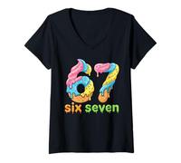 Donna Six Seven 67 Number Ice Cream Drip Meme 6 7 Kids Boys Girls Maglietta con Collo a V