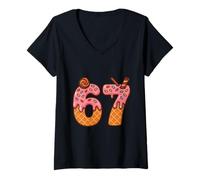 Donna Six Seven Pink Ice Cream Cone 6 7 Meme Internet Maglietta con Collo a V