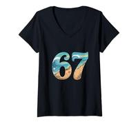 Donna Six SSix Seven Beach Summer Waves Fun Ragazze Bambini Uomo Maglietta con Collo a V