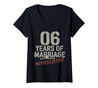 Donna Six Years Of Marriage 6 year wedding anniversary Maglietta con Collo a V