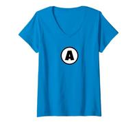 Donna Ska Punk Aqua pipistrelli Costume Maglietta con Collo a V