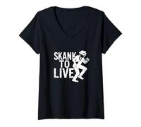 Donna Skank Per Vivere Ska Dance Maglietta con Collo a V