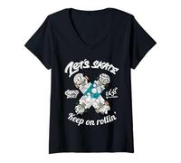 Donna Skateboarding Graffiti Tee Shirts, Skateboard Graphic Design Maglietta con Collo a V