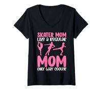 Donna Skater Mamma Come Una Mamma Regolare Solo Modo Cooler Maglietta con Collo a V