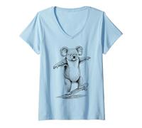 Donna Skater Skateboarder Koala Funny Animal Skateboarding Maglietta con Collo a V