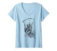 Donna Skeleton Cute Fairy Goth Fairycore Grunge Vintage Graphic Maglietta con Collo a V