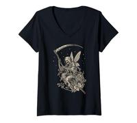 Donna Skeleton Cute Fairy Goth Grunge Fairycore Vintage Graphic Maglietta con Collo a V