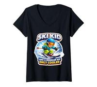 Donna Ski Kid Come Un Bambino Normale, Solo sciatore più Figo e Divertente Maglietta con Collo a V