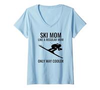 Donna Ski Mom - Come Una Mamma Normale, Solo Modo più Fresco, Divertente Maglietta con Collo a V