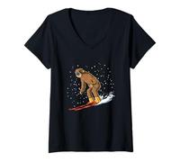 Donna Ski Sloth Wintersports Natale Maglietta con Collo a V