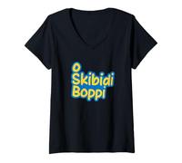 Donna «Skibidi Boppi» - Meme - frasi simpatiche. Maglietta con Collo a V